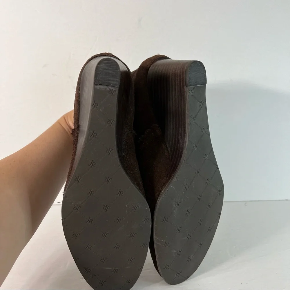 Jack Rogers Suede Wedge Back Zip Booties Ankle Boots Size 9M
